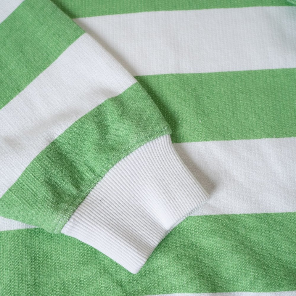 Frank & Oak White and Light Green Striped Sweatshirt with Pink Neckline - Picture 5 of 7